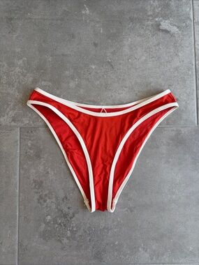 We Wore What Red Bikini Bottom with White Trim
